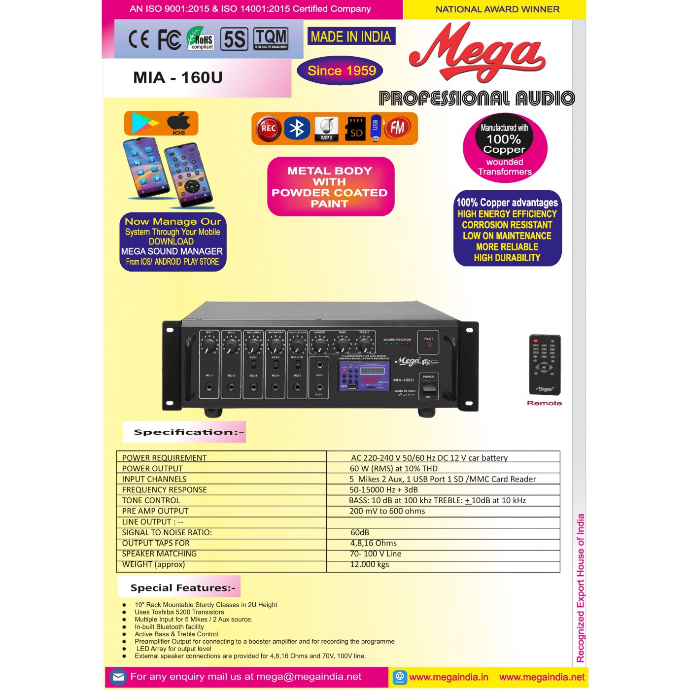 Mia 160u Usb Sd Card Player And Recorder With Fm